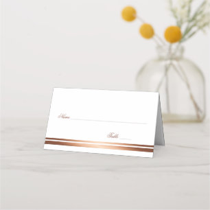Rose Gold Copper White Wedding Place Card