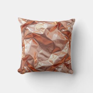Rose Gold Crinkled Metallic Foil Luxe Cushion