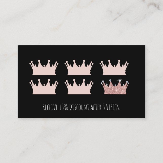 Rose Gold Crown Makeup Artist Hair Salon Loyalty (Front)