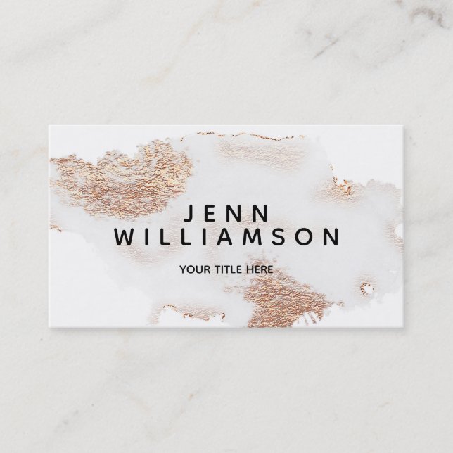 Rose gold crystal grey watercolor modern style business card (Front)