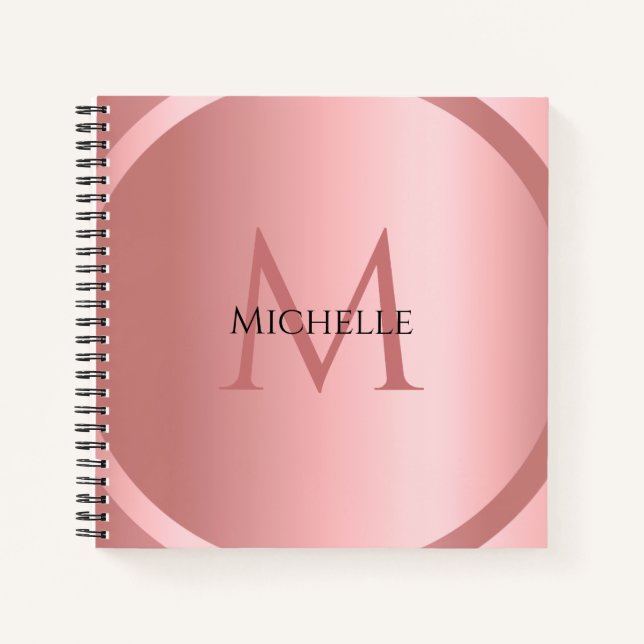 Rose Gold Custom Elegant Monogram Modern Template Notebook (Front)