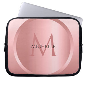 Rose Gold Custom Elegant Monogram Template Laptop Sleeve