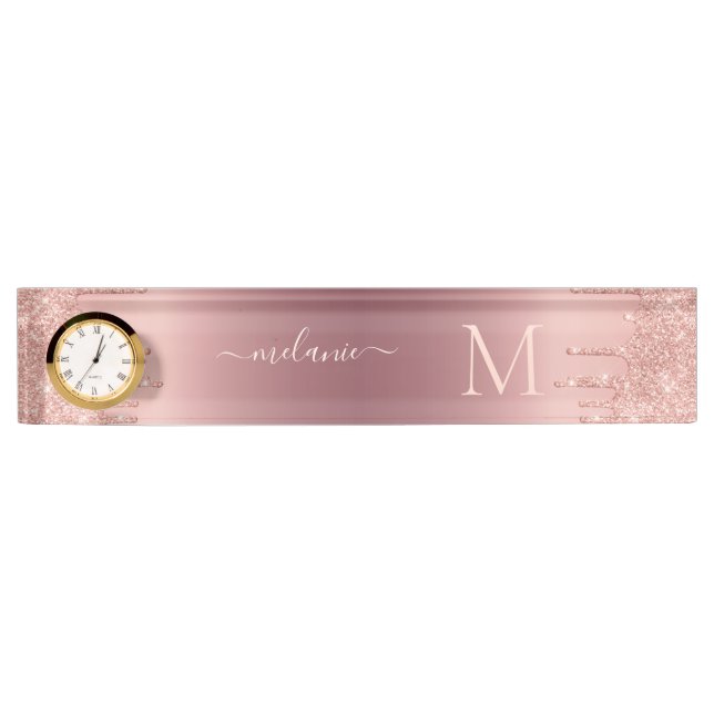Rose Gold Custom Letter Name Desk Name Plate Gift (Front)