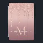 Rose Gold Custom Letter Your Name iPad Air Cover<br><div class="desc">iPad Covers with Monogram Name Text Rose Gold Blush Glitter Sparkle Personalised Birthday - Anniversary or Wedding Gift / Suppliest - Add Your Letter / Name - Text or Remove - Make Your Special iPad Cases Gift - Resize and move or remove and add text / elements with customisation tool....</div>