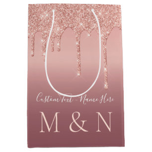 Rose Gold Custom Letter Your Name Wedding Gift Bag