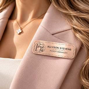 Rose Gold Custom Logo Employee Safety Pin Magnetic Name Tag