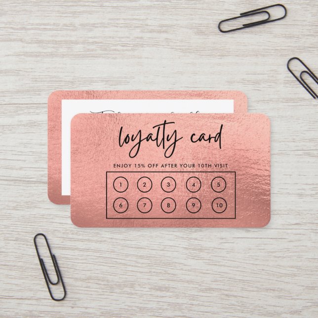 Rose Gold Custom Loyalty Card (Front/Back In Situ)
