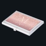 Rose Gold Custom Name Letter Business Card Case<br><div class="desc">Personalised Business Card Cases with Monogram Name Letter Rose Gold Blush Glitter Sparkly Business Card Case - Add Your Letter / Name - Text or Remove - Make Your Special Business Gift - Resize and move or remove and add text / elements with Customisation tool. Choose fonts / size /...</div>
