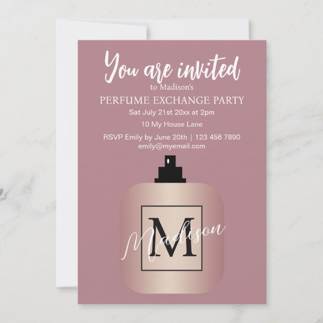 Rose Gold Custom Perfume Exchange Party Invitation (Front)