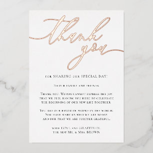 Rose Gold Custom Photo Thank You Foil Holiday Card
