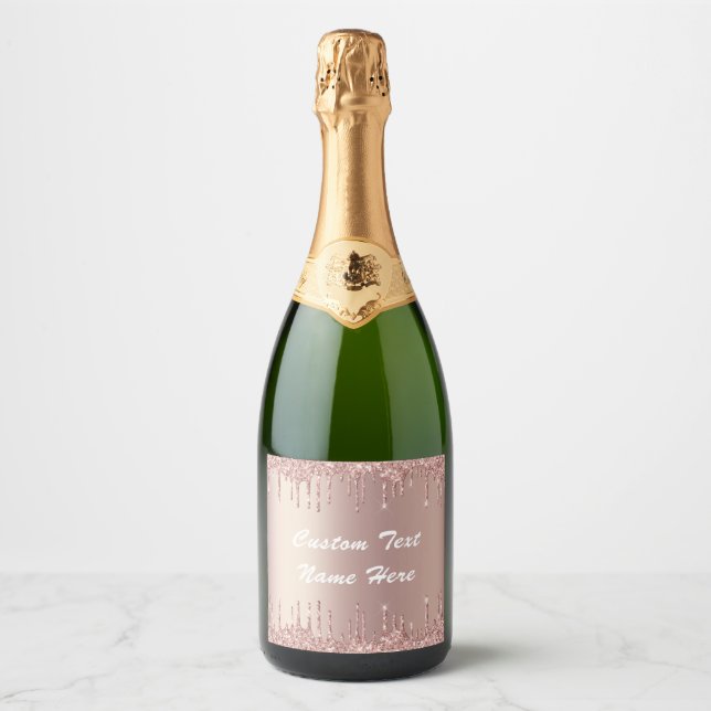 Rose Gold Custom Text Champagne or Wine Labels (Front)