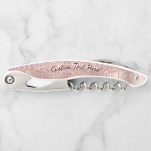 Rose Gold Custom Text Name Waiter's Corkscrew