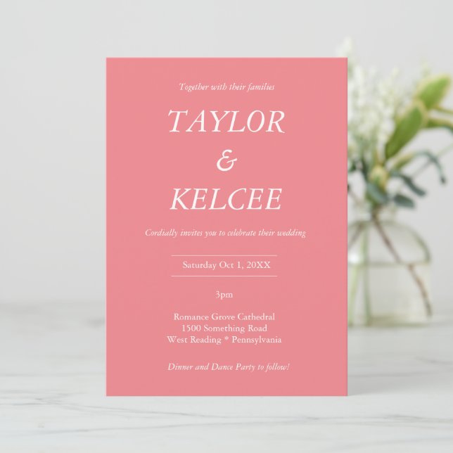 Rose Gold CUSTOMIZABLE Wedding Invitation (Standing Front)