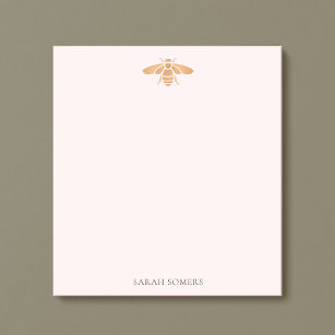 Rose Gold Cute Bee  Pink Nature Personalised Notepad