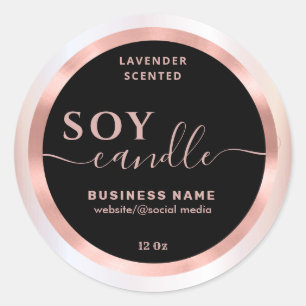 Rose gold cute simple script soy candle label
