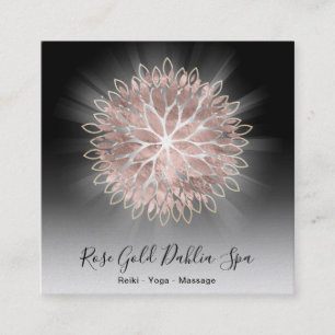 ~ Rose Gold Dahlia Flora Energy Burst AP2 Square Business Card