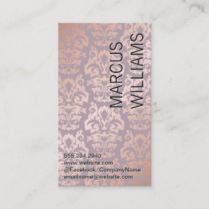 Rose Gold Damask Pattern Business Card