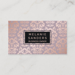 Rose Gold Damask Pattern   Luxury Business Card