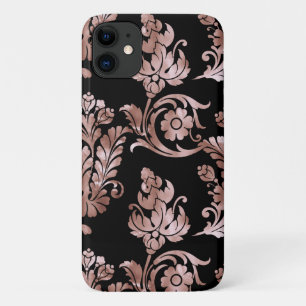 Rose gold, damask, pattern,vintage,victorian,custo iPhone 11 case
