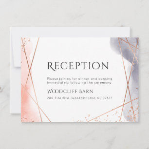 Rose Gold Dawn Watercolor Geometric Reception Invitation