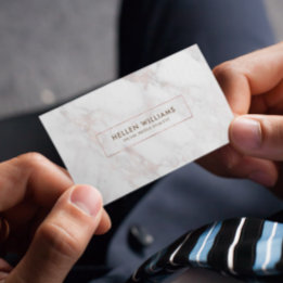 Rose-Gold Deluxe Faux Marble Stone Business Card