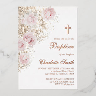 rose gold details wildflowers wreath Baptism