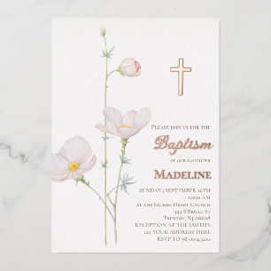rose gold details wildflowers wreath Baptism