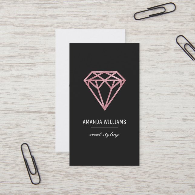 Rose Gold Diamond Business Card (Front/Back In Situ)