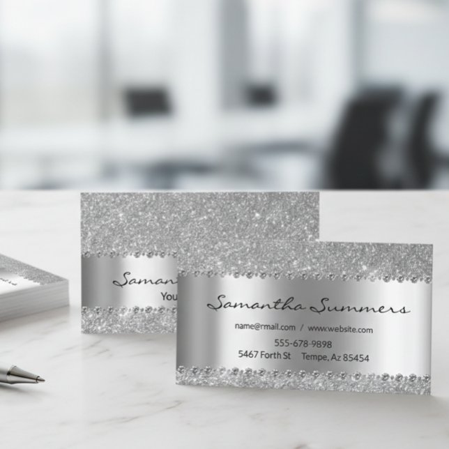 Rose Gold Diamond Metal Elegant FauxGlitter  Business Card (Creator Uploaded)