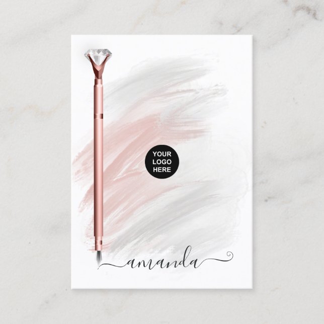 Rose Gold Diamond Pen Business Card (Front)