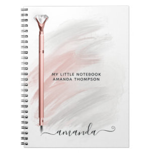 Rose Gold Diamond Pen Personalised Notebook