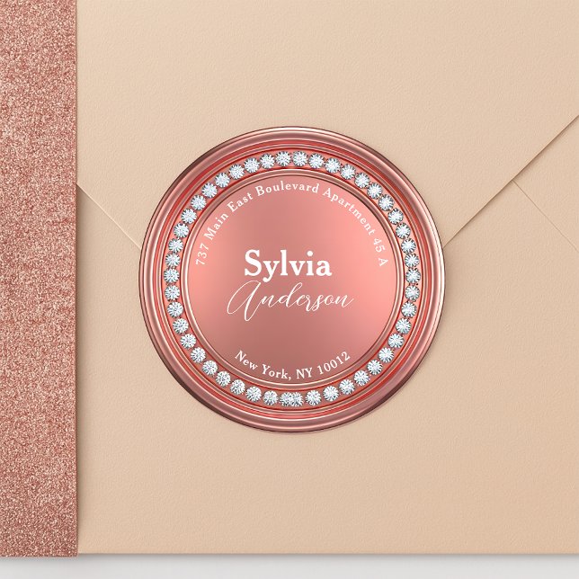 Rose Gold Diamond Sparkle Return Address Label (Creator Uploaded)