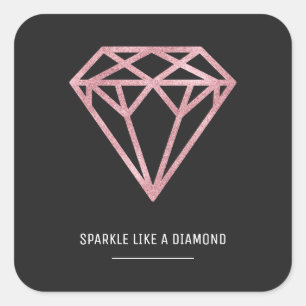 Rose Gold Diamond Square Sticker