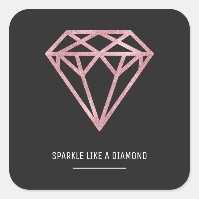 Rose Gold Diamond Square Sticker (Front)