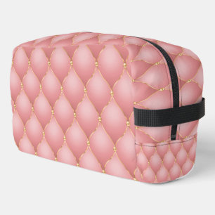 Rose Gold Diamond Tufted Blush Pink Dopp Kit