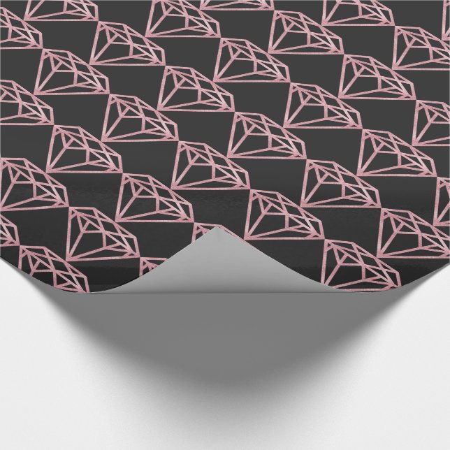 Rose Gold Diamond Wrapping Paper (Corner)