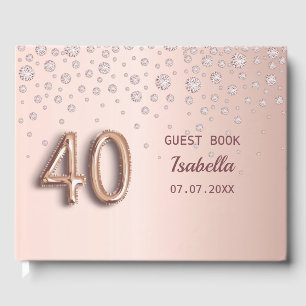 Rose gold diamonds 40th birthday guest book