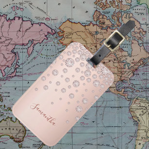 Rose gold diamonds elegant luggage tag
