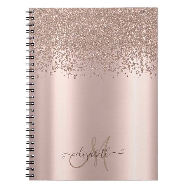 Rose Gold Diamonds Monogram Notebook (Front)
