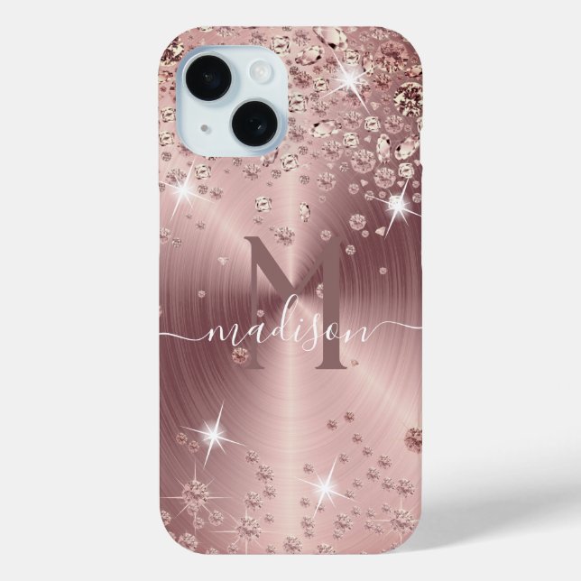 Rose Gold Diamonds - Personalised Case-Mate iPhone Case (Back)