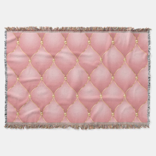 Rose Gold Diamonds Tufted Throw Blanket (Front)