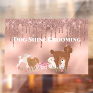 Rose gold Dog Grooming Glitter Pet Services