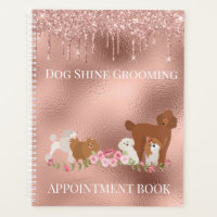 Rose Gold Dog Grooming Glitter Pet Services