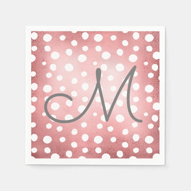 Rose Gold Dots | Personalised Paper Napkin (Front)