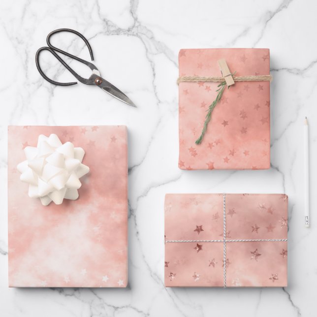 Rose Gold Dreamy Cloud Wrapping Paper Sheet (Front)
