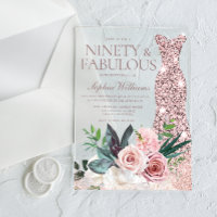 Rose Gold Dress Blush Floral Womans 90th Birthday