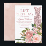 Rose Gold Dress Blush Pink Flowers 21st Birthday Invitation<br><div class="desc">Rose Gold Dress Blush Pink Flowers 21st Birthday Invitation

See matching collection in Niche and Nest Store

Many thanks</div>