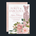 Rose Gold Dress & Blush Pink Flowers 40th Birthday Invitation<br><div class="desc">Rose Gold Dress & Blush Pink Flowers 40th Birthday Invitation

See matching collection in Niche and Nest Store

Many thanks</div>