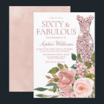 Rose Gold Dress & Blush Pink Flowers 60th Birthday Invitation<br><div class="desc">Rose Gold Dress & Blush Pink Flowers 60th Birthday Invitation

See matching collection in Niche and Nest Store

Many thanks</div>