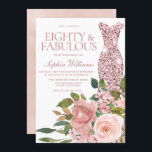Rose Gold Dress & Blush Pink Flowers 80th Birthday Invitation<br><div class="desc">Rose Gold Dress & Blush Pink Flowers 80th Birthday Invitation

See matching collection in Niche and Nest Store

Many thanks</div>